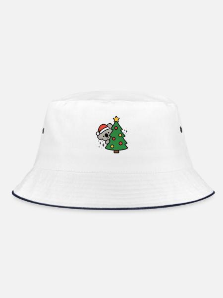 Süßer Koala versteckt im Weihnachtsbaum - Bucket Hat - Weiß/Navy