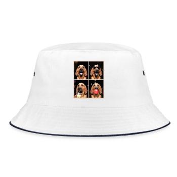 Hunde Bluthund Hund - Bucket Hat - Weiß/Navy - Vorne