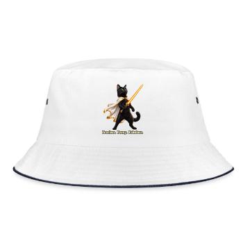 Heldenhafte Katze - Bucket Hat - Weiß/Navy - Vorne