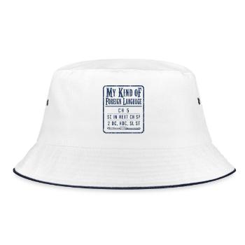 Meine Art Von Fremdsprache Lustiges Häkelmuster - Bucket Hat - Weiß/Navy - Vorne