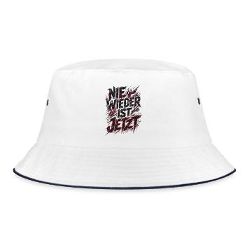 Nie wieder ist jetzt - Gegen Rechts, gegen Hetze - Bucket Hat - Weiß/Navy - Vorne