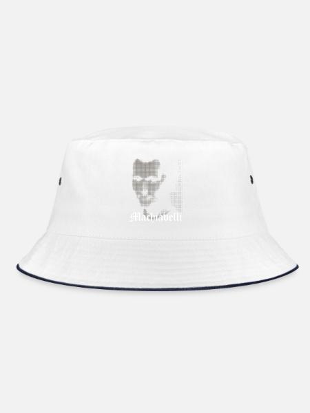Niccolò Machiavelli Halbtonporträt - Bucket Hat - Weiß/Navy