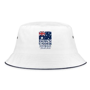 Down Under - Australia - Australien - Aussie - Bucket Hat - Weiß/Navy - Vorne