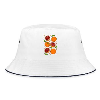 Blutorange | Zitrusfrucht & Botanik - Bucket Hat - Weiß/Navy - Vorne