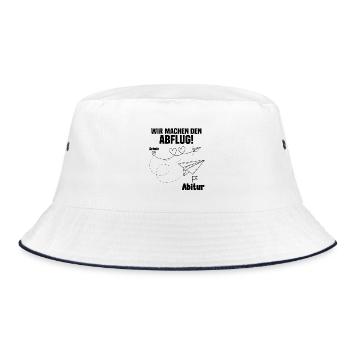 Abitur Wir machen den Abflug Schulabschluss - Bucket Hat - Weiß/Navy - Vorne