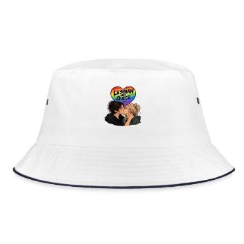 Lesbisch, aber nicht queer - Bucket Hat - Weiß/Navy - Vorne