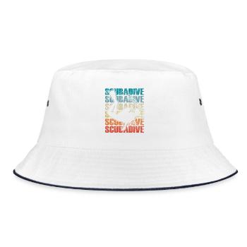Retro Taucher Für Schnorcheln und Tauchen - Bucket Hat - Weiß/Navy - Vorne