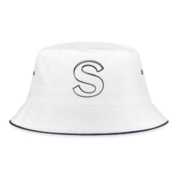 Buchstabe S handgezeichnet - Bucket Hat - Weiß/Navy - Vorne