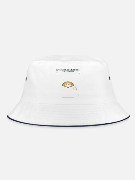 Emotionaler Croissant-Tasche mit Kaffee - Bucket Hat - Weiß/Navy
