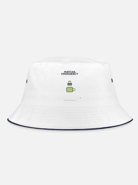 Matcha Notfall Sicherheits-Logo - Bucket Hat - Weiß/Navy