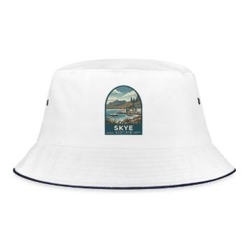 Isle of Skye Vintage Travel - Bucket Hat - Weiß/Navy - Vorne
