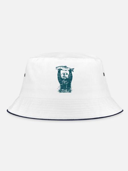 Fischotter Angeln Grosser Fang Fisch - Bucket Hat - Weiß/Navy