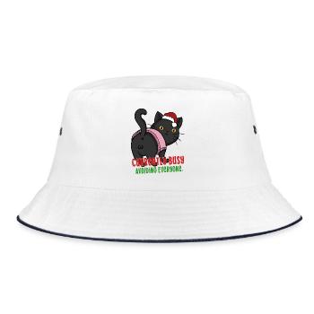 Lustige weihnachtliche Introvertierte Katze, die eifrig ausweicht - Bucket Hat - Weiß/Navy - Vorne