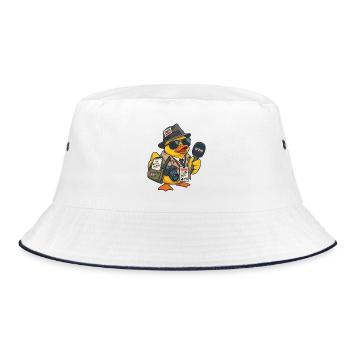 00-QUAK – Der Reporter - Bucket Hat - Weiß/Navy - Vorne