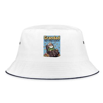Großvater, Experte für Nickerchen und Snacks, lustiges Nickerchen - Bucket Hat - Weiß/Navy - Vorne
