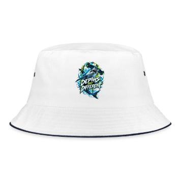 Tiefseehai Neon Glitch - Bucket Hat - Weiß/Navy - Vorne