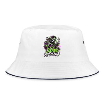 Beats Keep Me Alive Neon DJ - Bucket Hat - Weiß/Navy - Vorne