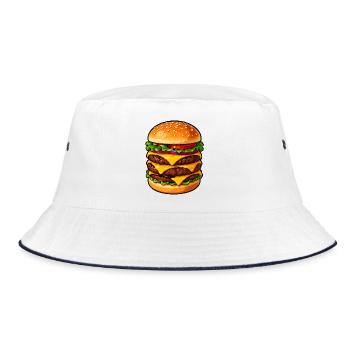 Dreifacher Cheeseburger Kraft - Bucket Hat - Weiß/Navy - Vorne