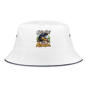 Miesepeter? Nein, Miesmuschel – Lustige Muschel  - Bucket Hat - Weiß/Navy - Vorne