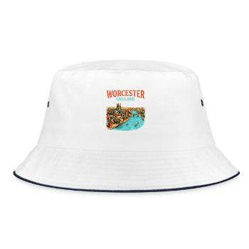 City Vintage Worcester England River Severn Art - Bucket Hat - Weiß/Navy - Vorne