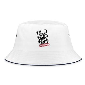 Augenzwinkern hinten nicht anfassen - Bucket Hat - Weiß/Navy - Vorne