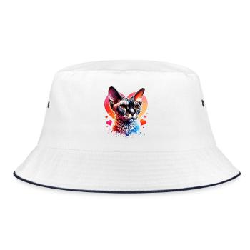Devon Rex - Bucket Hat - Weiß/Navy - Vorne