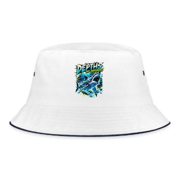 Shark Glitch: Auffällig Anders - Bucket Hat - Weiß/Navy - Vorne