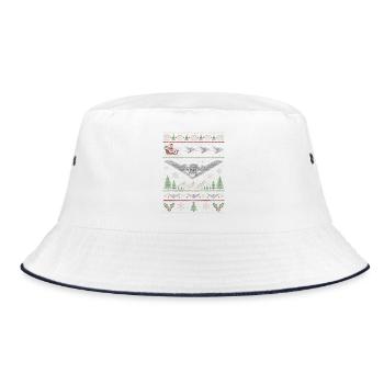 B2 Bomber Weihnachtspullover - Bucket Hat - Weiß/Navy - Vorne