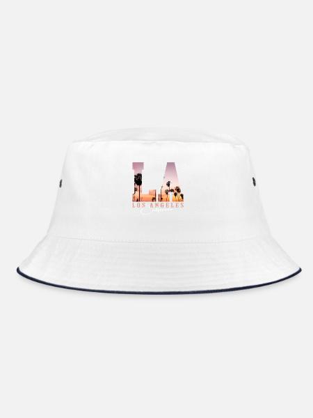 Los Angeles Sunset Palms - Bucket Hat - Weiß/Navy