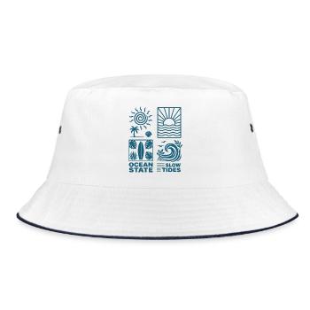 Sonnenuntergang am Ozean Muster - Bucket Hat - Weiß/Navy - Vorne