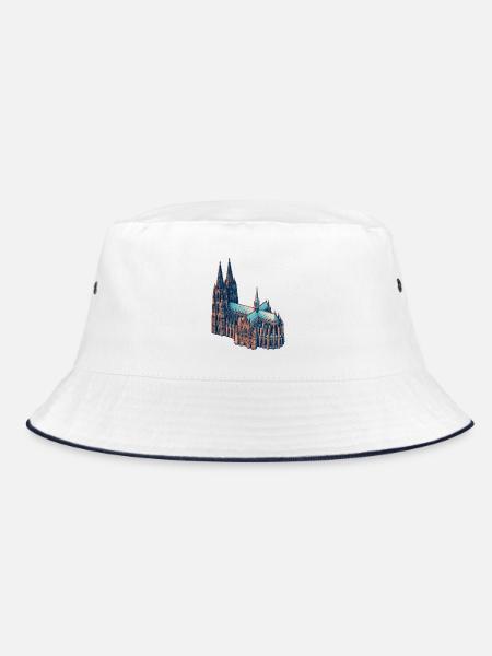 Kölner Dom Risograph - Bucket Hat - Weiß/Navy