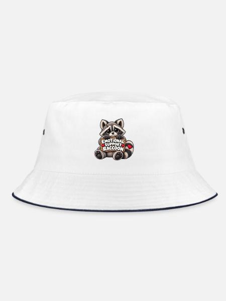 Emotionaler Waschbär Begleiter - Bucket Hat - Weiß/Navy