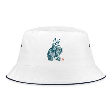 Feldhase Kaninchen Natur Tier Kanji - Bucket Hat - Weiß/Navy - Vorne