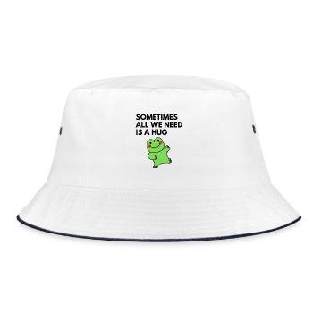 Alles, was wir brauchen, ist eine Umarmung - Bucket Hat - Weiß/Navy - Vorne