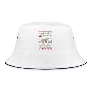 F22 Raptor Weihnachtspullover - Bucket Hat - Weiß/Navy - Vorne
