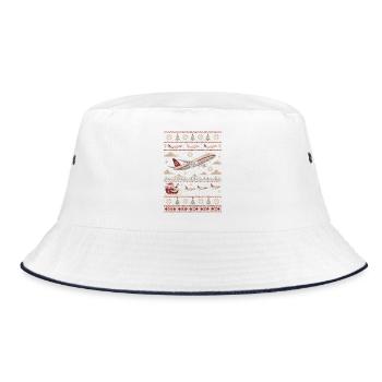 Weihnachtspullover mit Flugzeugmotiv - Bucket Hat - Weiß/Navy - Vorne