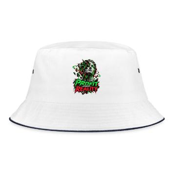 Profit Over Reality Neon Break - Bucket Hat - Weiß/Navy - Vorne