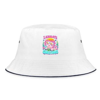Axolotl am Strand mit Sonnenbrille - Bucket Hat - Weiß/Navy - Vorne