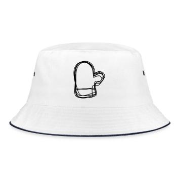 Fäustling handgezeichnet - Bucket Hat - Weiß/Navy - Vorne