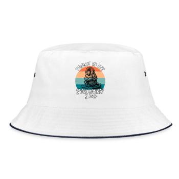 Schneeaffe Snow Monkey - Bucket Hat - Weiß/Navy - Vorne