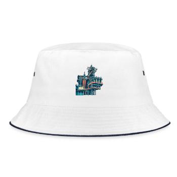 Landschaftspark Duisburg Retro - Bucket Hat - Weiß/Navy - Vorne