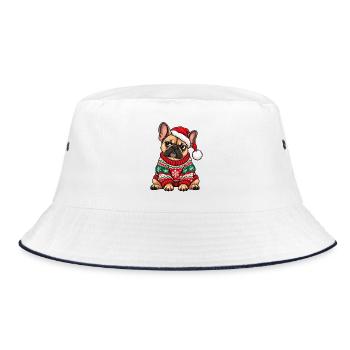 Weihnachten Bulldogge Frenchie Hund Geschenk - Bucket Hat - Weiß/Navy - Vorne