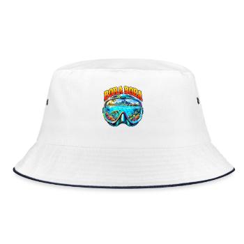 Bora Bora Französisch Polynesien Tauchen Schnorche - Bucket Hat - Weiß/Navy - Vorne