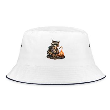Waschbär am Lagerfeuer - Bucket Hat - Weiß/Navy - Vorne