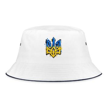 Ukraine - Coat of Arms - Wappen - Kiew - Bucket Hat - Weiß/Navy - Vorne