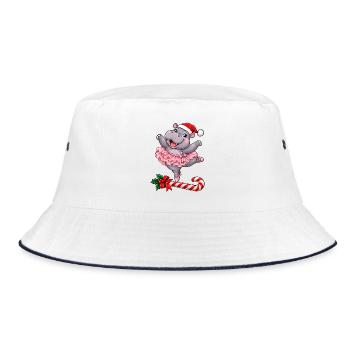 Weihnachten Nilpferd Ballett Ballerina Geschenk - Bucket Hat - Weiß/Navy - Vorne