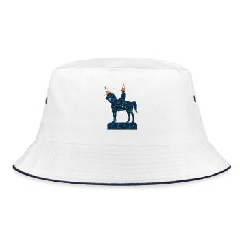 Glasgow-Kartenstatue mit Kegeln - Bucket Hat - Weiß/Navy - Vorne