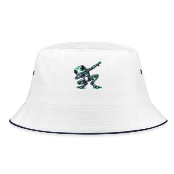 Roboter Frosch Dab Cyborg Sci Fi Cartoon - Bucket Hat - Weiß/Navy - Vorne