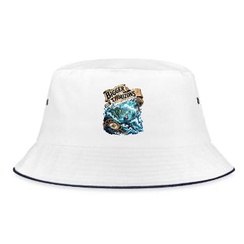 Größere Horizonte - Bucket Hat - Weiß/Navy - Vorne