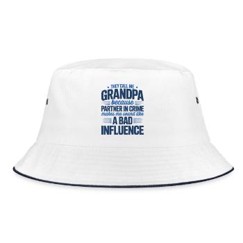 Kompliz-in-Crime-Opa-Humor - Bucket Hat - Weiß/Navy - Vorne